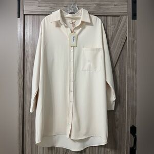 Cream Button-Up Shirt Dress
